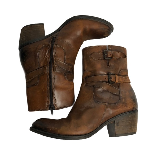 Clarks Shoes - Clarks distressed brown leather heeled  boots